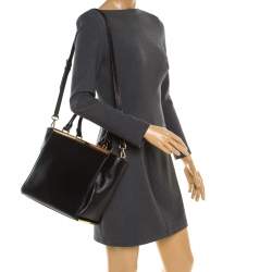 Pre Owned Michael Michael Kors Black Leather Top Handle Bag