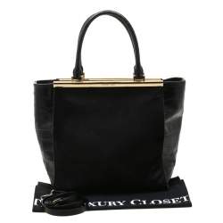 MICHAEL Michael Kors Black Calf Hair and Croc Embossed Leather Large Lana Tote