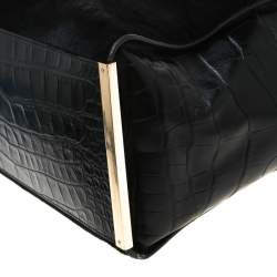 MICHAEL Michael Kors Black Calf Hair and Croc Embossed Leather Large Lana Tote
