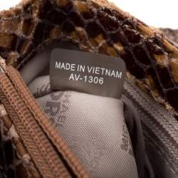 Pre Owned حقيبة كروس مايكل مايكل كورس قفل دوار جلد لامع نقش ثعبان بنية