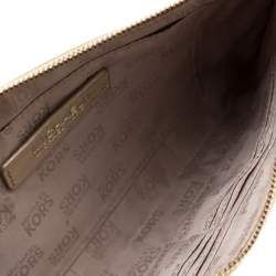 Pre Owned MICHAEL Michael Kors Gold Metallic Leather Wristlet