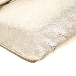 Pre Owned MICHAEL Michael Kors Gold Metallic Leather Wristlet