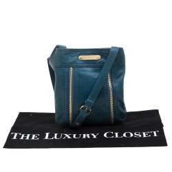 Pre Owned حقيبة كروس مايكل مايكل كورس فلات جلد زرقاء مخضرة