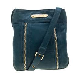 Pre Owned حقيبة كروس مايكل مايكل كورس فلات جلد زرقاء مخضرة