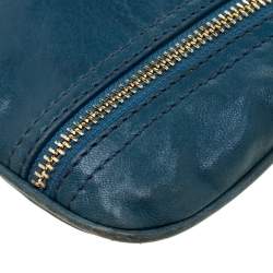 Pre Owned حقيبة كروس مايكل مايكل كورس فلات جلد زرقاء مخضرة