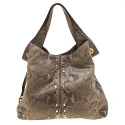 MICHAEL Michael Kors Olive Green Python Embossed Leather Astor Hobo 