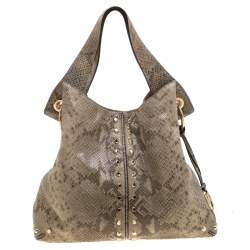 MICHAEL Michael Kors Olive Green Python Embossed Leather Astor Hobo 