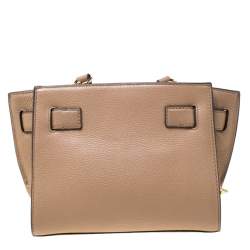 Pre Owned MICHAEL Michael Kors Light Brown Leather Hamilton Crossbody Bag