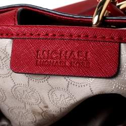 Pre Owned MICHAEL Michael Kors Red Leather Large Cynthia Tote