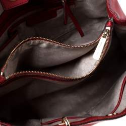 Pre Owned MICHAEL Michael Kors Red Leather Large Cynthia Tote