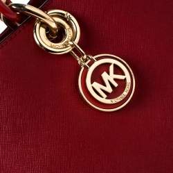 Pre Owned MICHAEL Michael Kors Red Leather Large Cynthia Tote