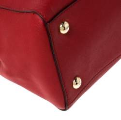 Pre Owned MICHAEL Michael Kors Red Leather Large Cynthia Tote