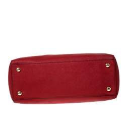 Pre Owned MICHAEL Michael Kors Red Leather Large Cynthia Tote