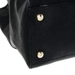 Pre Owned Michael Kors Black Saffiano Leather Medium Jet Set Travel Tote