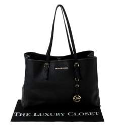 Pre Owned Michael Kors Black Saffiano Leather Medium Jet Set Travel Tote