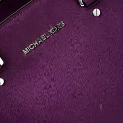 Pre Owned MICHAEL Michael Kors Purple Leather Large Selma Tote