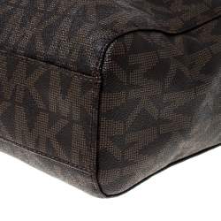 Pre Owned MICHAEL Michael Kors Brown Coated Canvas Jet Set North South Tote   