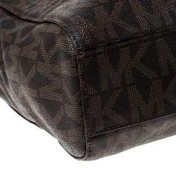 Pre Owned MICHAEL Michael Kors Brown Coated Canvas Jet Set North South Tote   