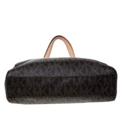 Pre Owned MICHAEL Michael Kors Brown Coated Canvas Jet Set North South Tote   