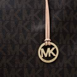 Pre Owned MICHAEL Michael Kors Brown Coated Canvas Jet Set North South Tote   