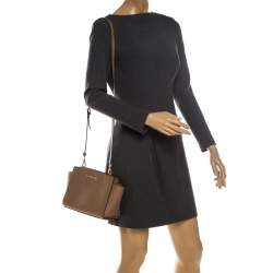 Pre Owned MICHAEL Michael Kors Brown Leather Medium Selma Crossbody Bag 