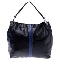 مملوكة مسبقًا MICHAEL Michael Kors Black/Blue Leather Hobo