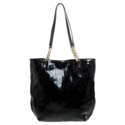 Pre Owned MICHAEL Michael Kors Black Signature Patent Leather Chain Tote