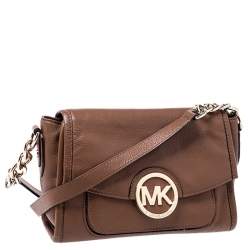 Pre Owned MICHAEL Michael Kors Brown Leather Flap Shoulder Bag