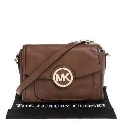 Pre Owned MICHAEL Michael Kors Brown Leather Flap Shoulder Bag