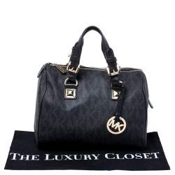 Pre Owned حقيبة مايكل مايكل كورس Grayson كانفاس مقوى شهيرة سوداء