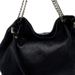 Pre Owned MICHAEL Michael Kors Black Leather Jet Set Chain Hobo