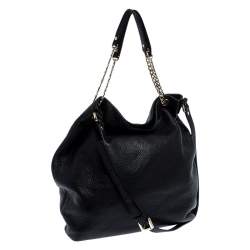 Pre Owned MICHAEL Michael Kors Black Leather Jet Set Chain Hobo