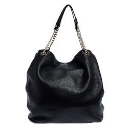 Pre Owned MICHAEL Michael Kors Black Leather Jet Set Chain Hobo