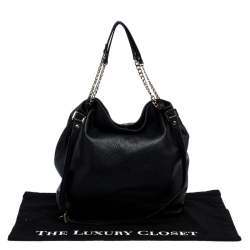 Pre Owned MICHAEL Michael Kors Black Leather Jet Set Chain Hobo