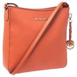 Michael Michael Kors Orange Leather Jet Set Travel Messenger