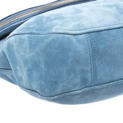 Pre Owned Michael Michael Kors Sky Blue Nubuck Bedford Shoulder Bag