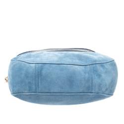 Pre Owned Michael Michael Kors Sky Blue Nubuck Bedford Shoulder Bag