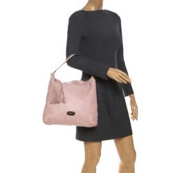 Pre Owned MICHAEL Michael Kors Pink Leather Tassel Hobo