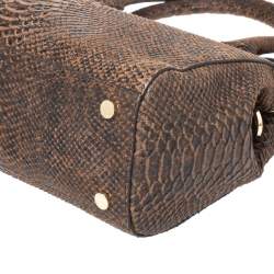 Pre Owned MICHAEL Michael Kors Brown Python Embossed Leather Large Astrid Satchel