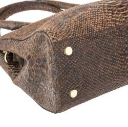 Pre Owned MICHAEL Michael Kors Brown Python Embossed Leather Large Astrid Satchel