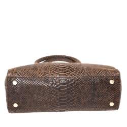 Pre Owned MICHAEL Michael Kors Brown Python Embossed Leather Large Astrid Satchel