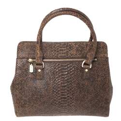 Pre Owned MICHAEL Michael Kors Brown Python Embossed Leather Large Astrid Satchel