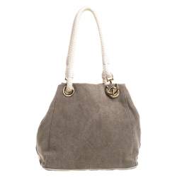 Pre Owned Michael Michael Kors Brown/White Canvas Marina Grab Anchor Tote