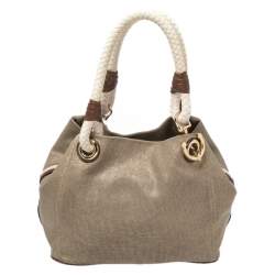 Pre Owned حقيبة يد مايكل مايكل كورس Marina Grab صغيرة كانفاس ذهبية ميتالك