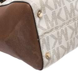 Pre Owned حقيبة مايكل كورس Ciara كانفاس مقوى شهيرة بنية/ بيضاء