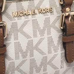 Pre Owned حقيبة مايكل كورس Ciara كانفاس مقوى شهيرة بنية/ بيضاء
