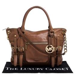 Pre Owned MICHAEL Michael Kors Brown Leather Double Buckle Tote