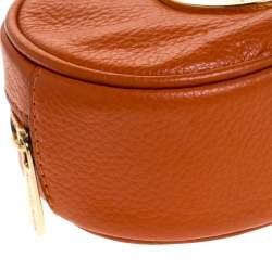 Pre Owned Michael Michael Kors Orange Leather Fulton Cosmetic Pouch