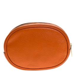 Pre Owned Michael Michael Kors Orange Leather Fulton Cosmetic Pouch