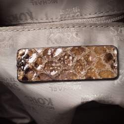 Pre Owned MICHAEL Michael Kors Brown Python Effect Suede Satchel